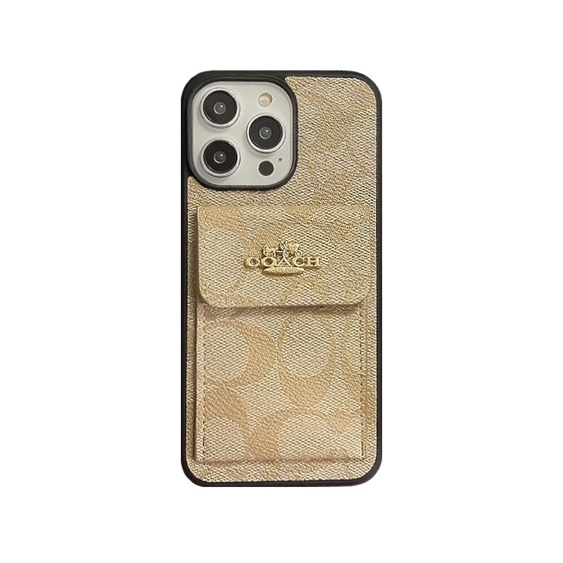 Coach iPhone Case With Card Holder Wallet Dark Brown -SZK240425
