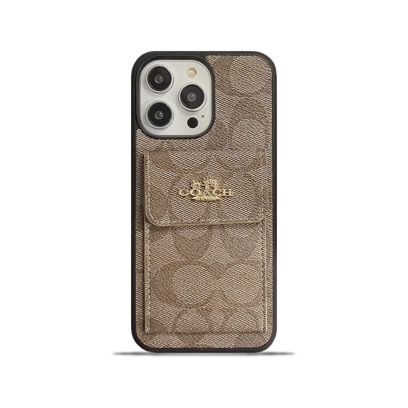 Coach iPhone Case With Card Holder Wallet Light Brown -SZK240425
