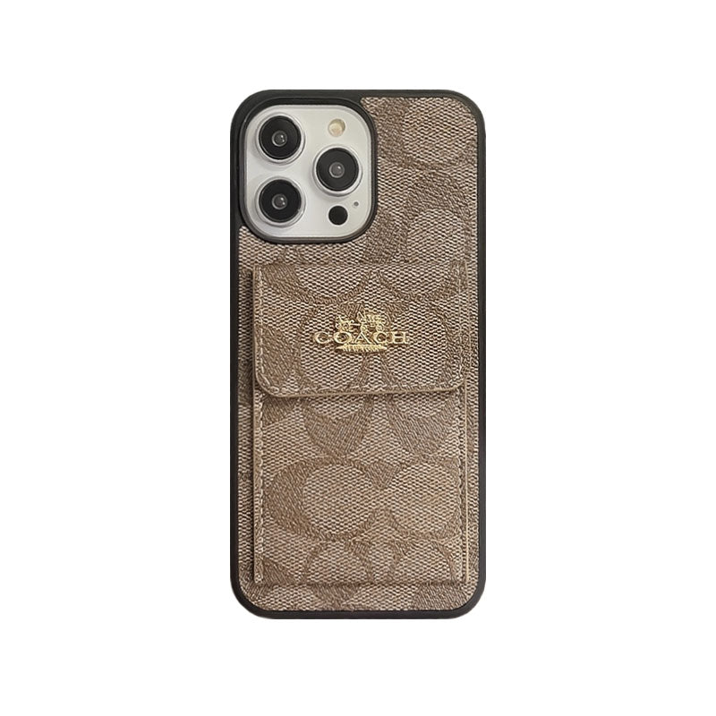 Coach iPhone Case With Card Holder Wallet Dark Brown -SZK240425