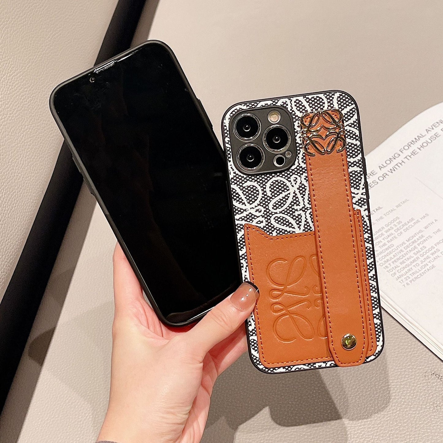 Leather Loewe iPhone Case Black-HDK231201