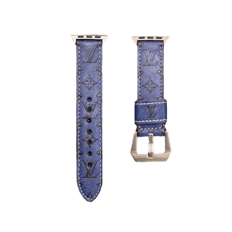 Monogramma tal-Ġilda Apple Watch Bands Ġilda Blu-YH24422