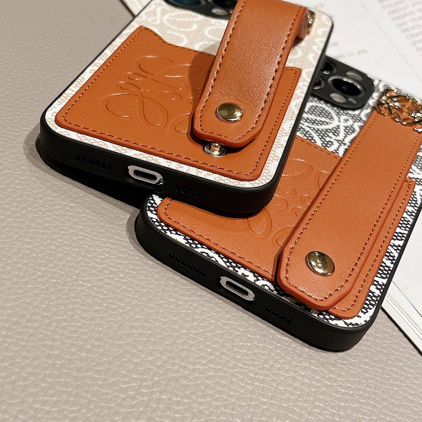 Leather Loewe iPhone Case Black-HDK231201