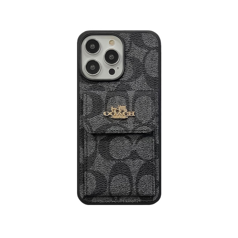 Coach iPhone Case With Card Holder Wallet Dark Brown -SZK240425