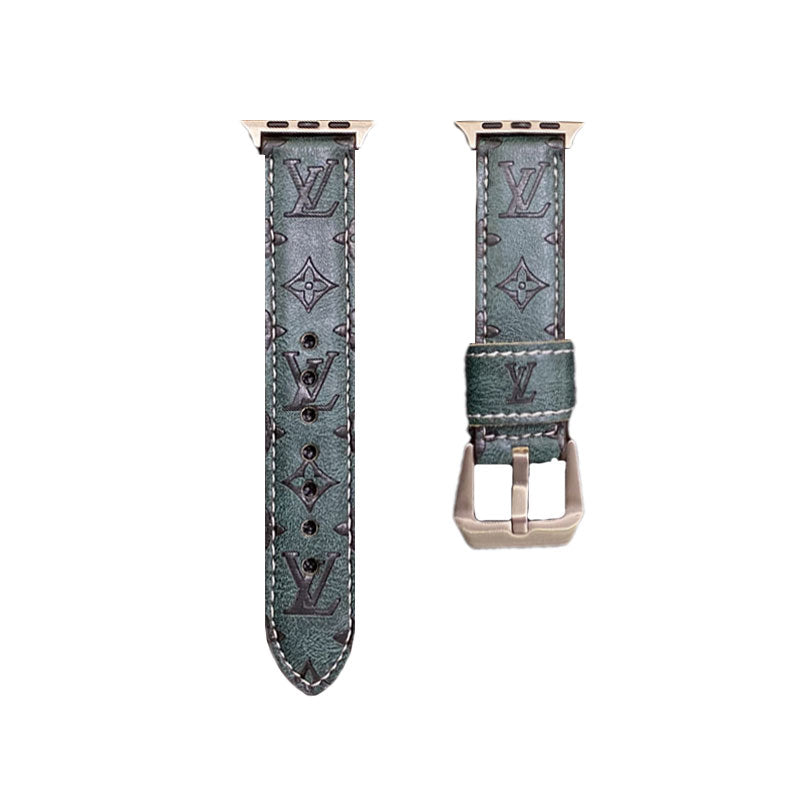 Monogramma tal-Ġilda Apple Watch Bands Ġilda Blu-YH24422