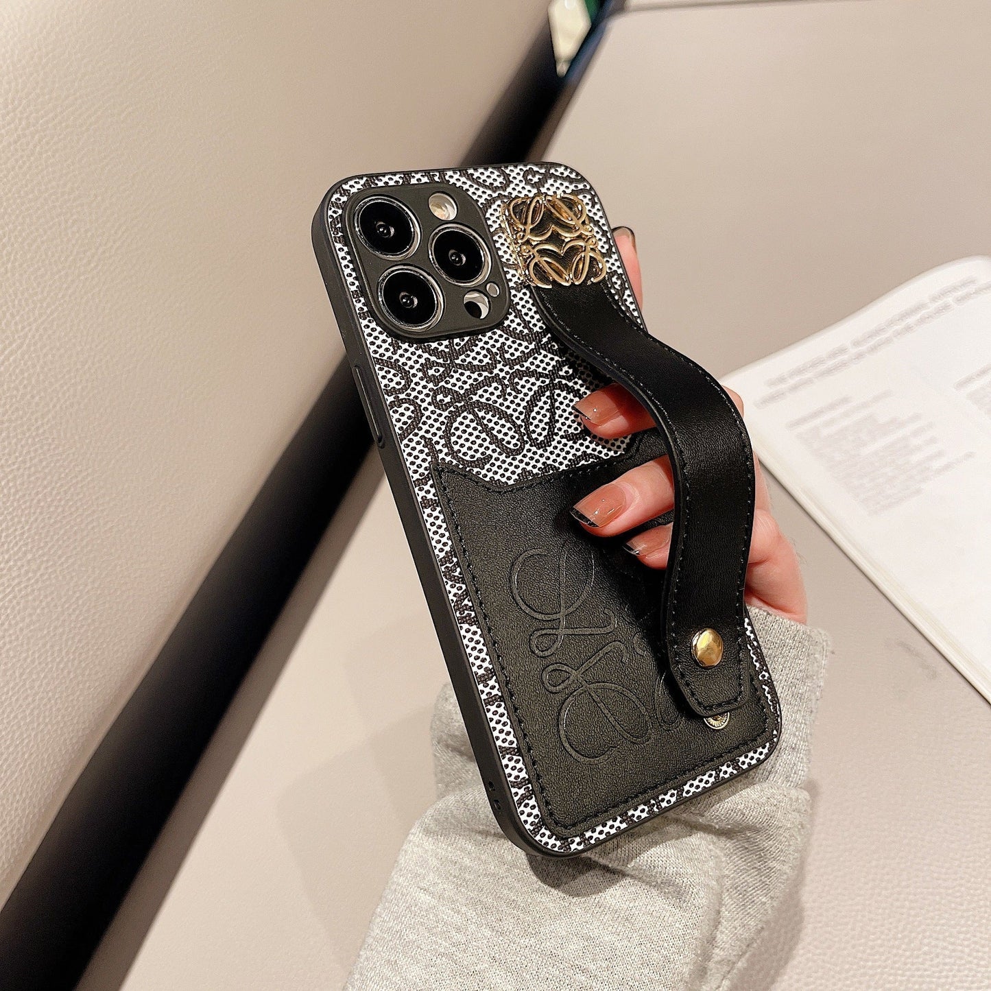 Leather Loewe iPhone Case Black-HDK231201
