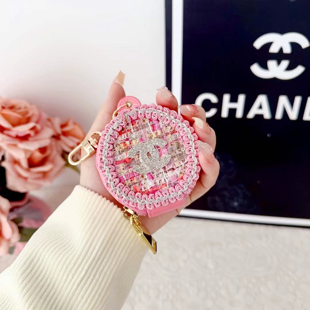 Caixa de Airpods Chanel de luxo com espelho