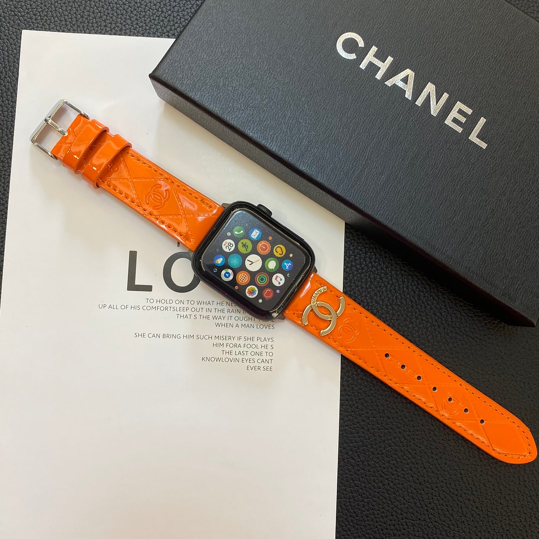 Blankt læder Apple Watch Luxury Metal Logo
