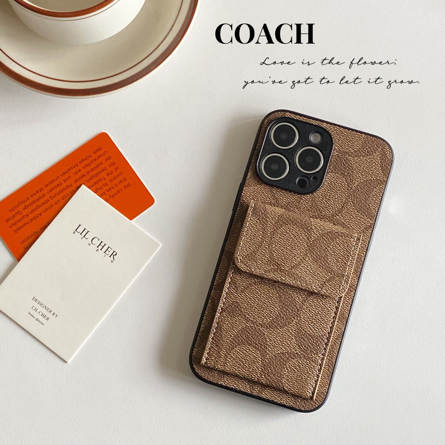 Coach iPhone Case With Wallet Light Brown-HP240513