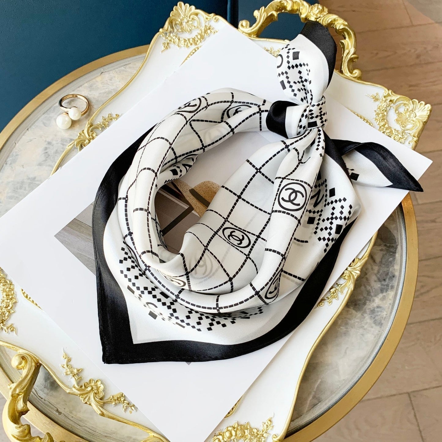 Elegant Rhombus Square Silk Scarf mysite