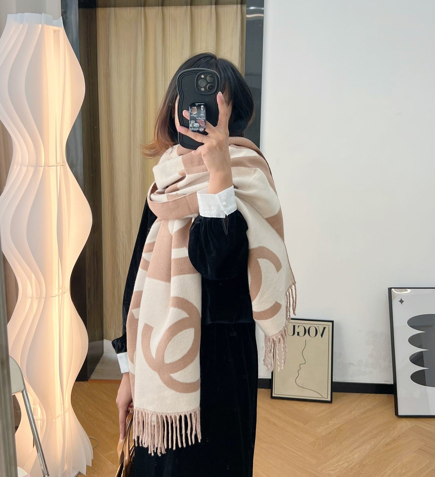 Colorblock Large Logo Cashmere Scarf Shawl mysite