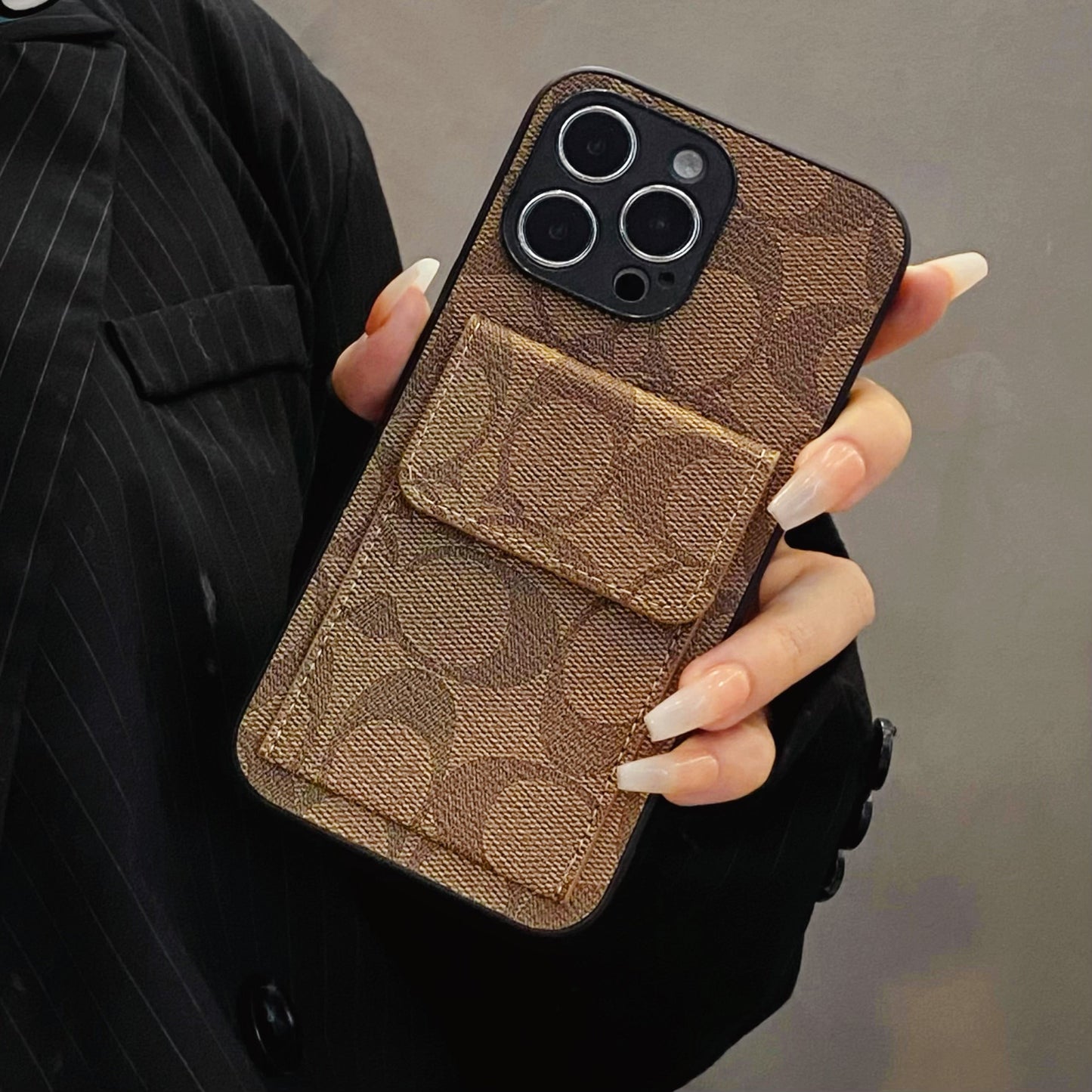Coach iPhone Case With Wallet Light Brown-HP240513