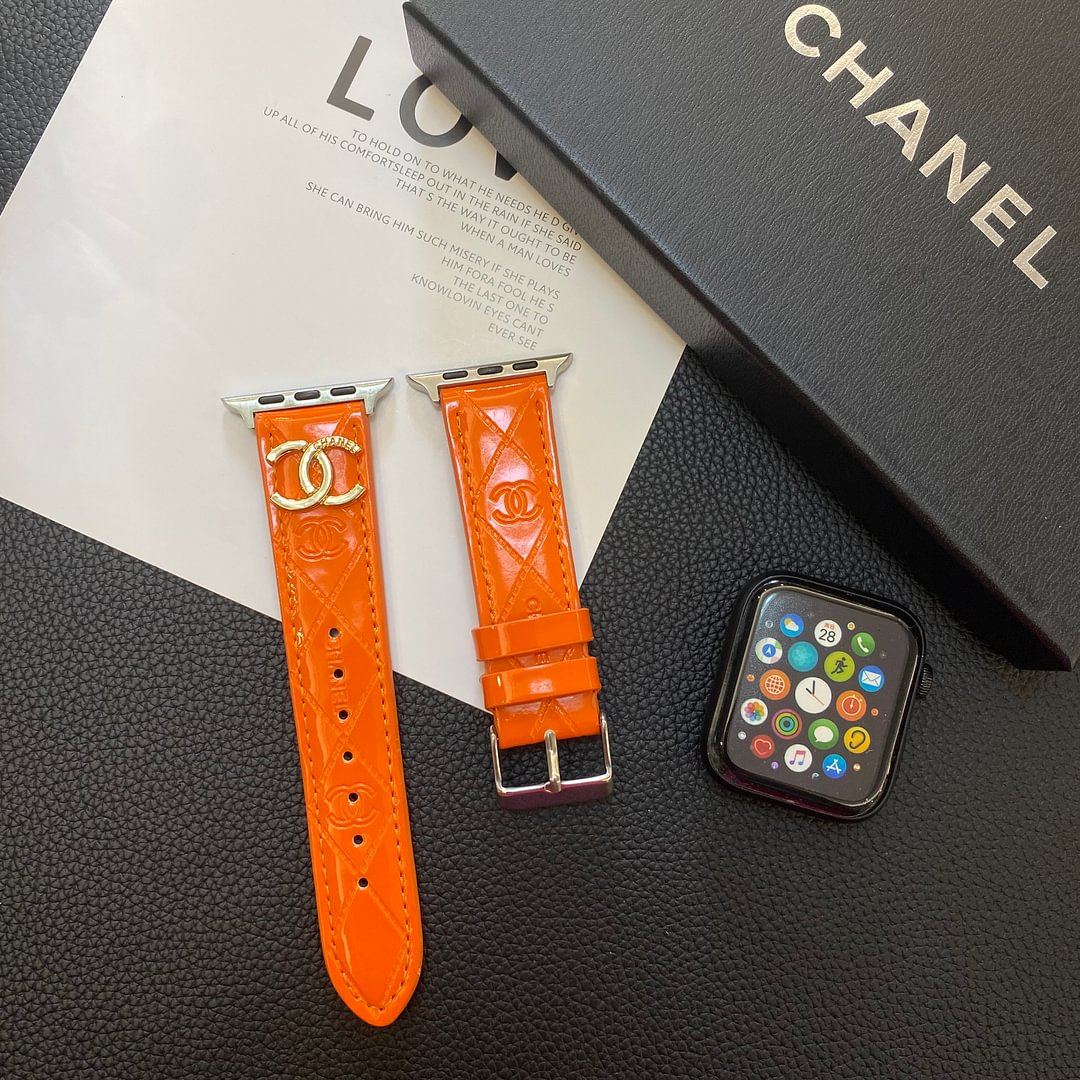 Blankt læder Apple Watch Luxury Metal Logo
