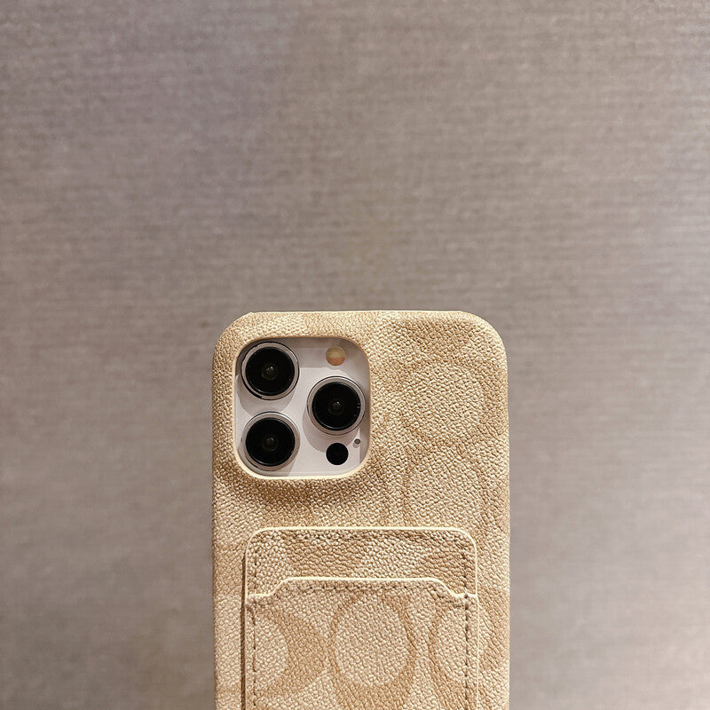 Classic Coach iPhone Case With Card Holder White -JQB240330