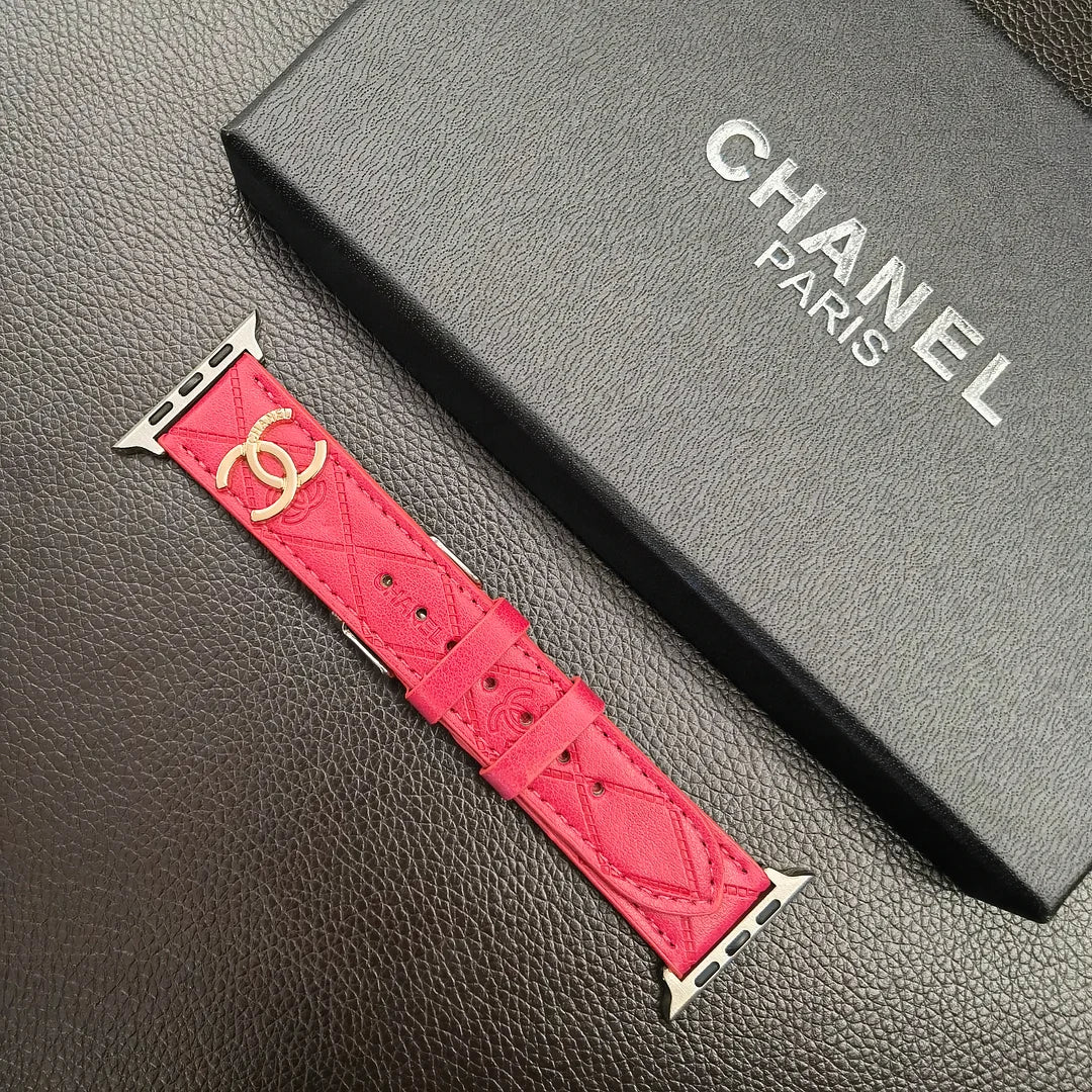 Luksus guldmonogram 3D præget læder Apple Watch Strap