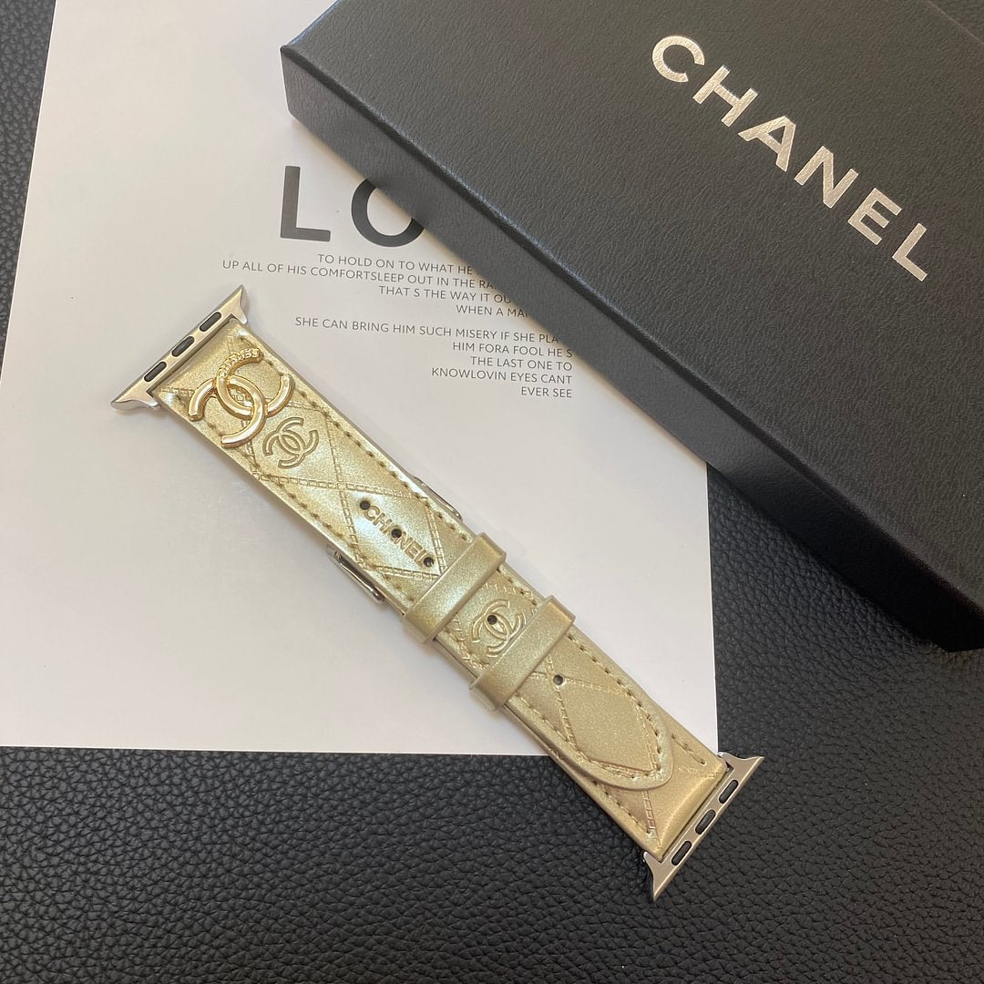 Blankt læder Apple Watch Luxury Metal Logo