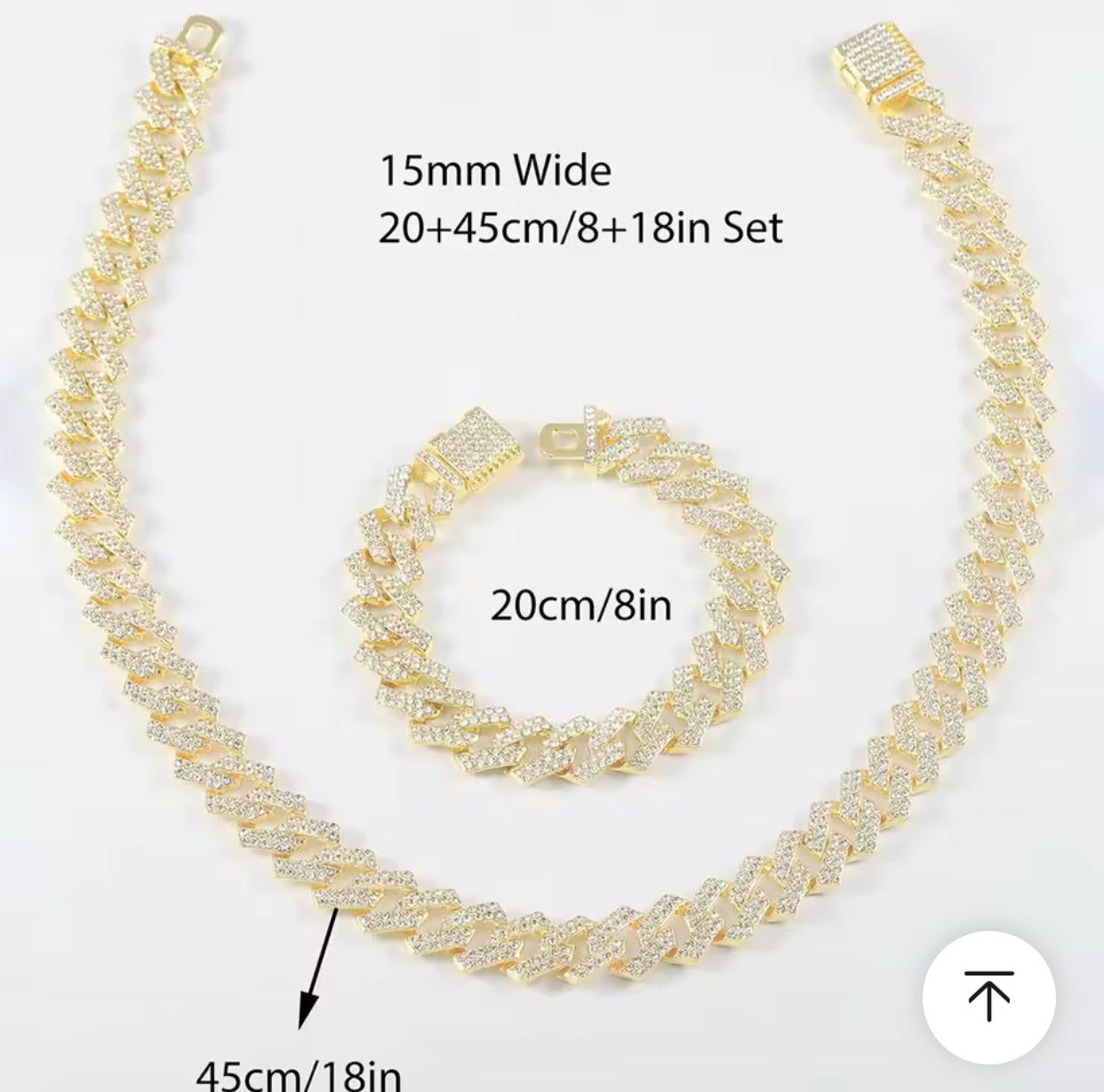 Iced out exquisite Silver Necklace Bracelet Set