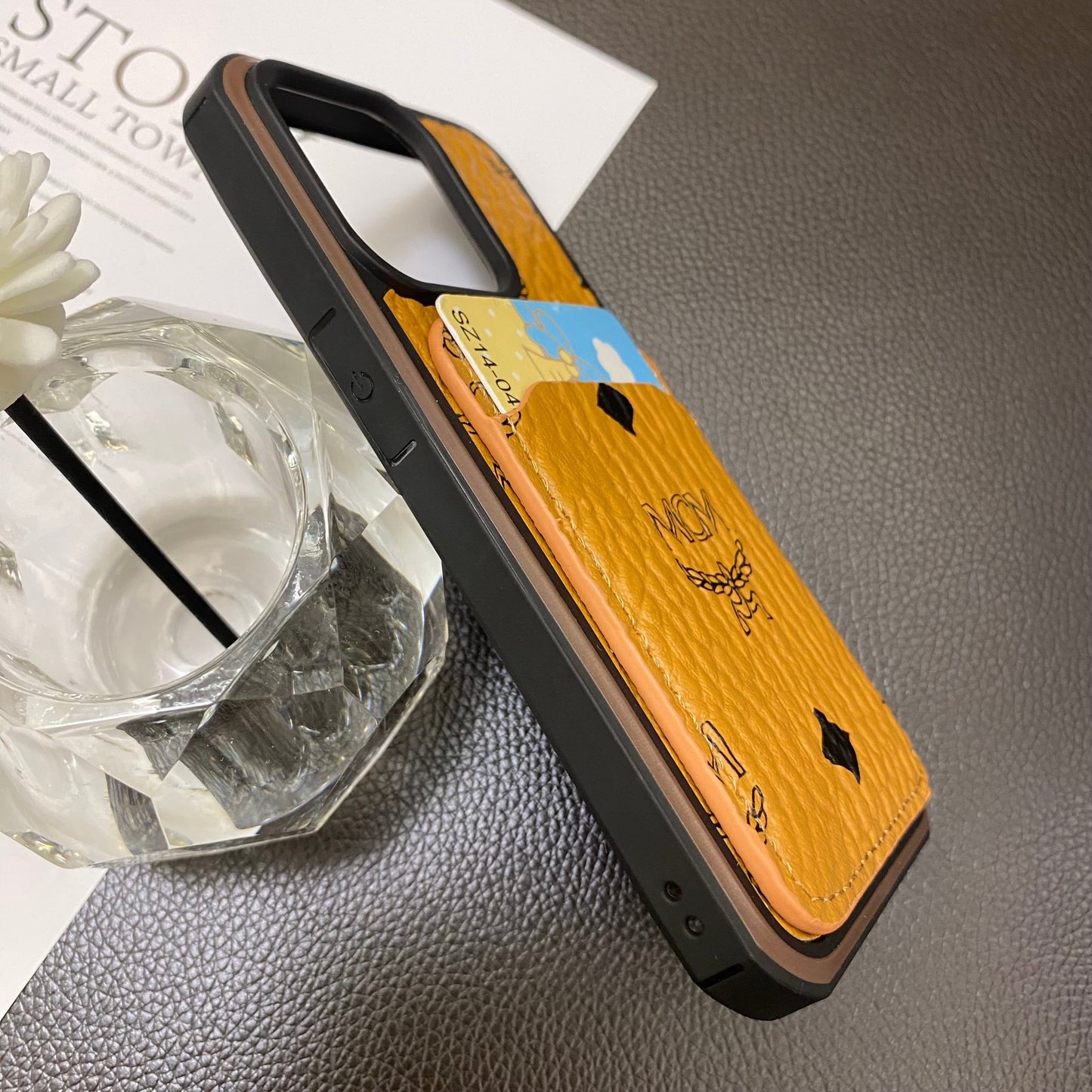 MCM iPhone Case With Card Holder Yellow-MCK240603
