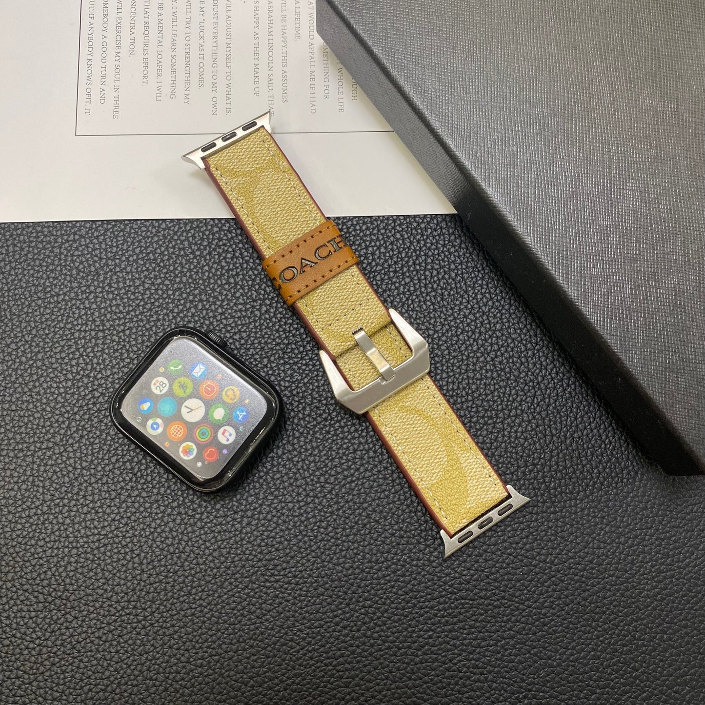 Δερμάτινος προπονητής Apple Watch Band Coffee-YHK244221710