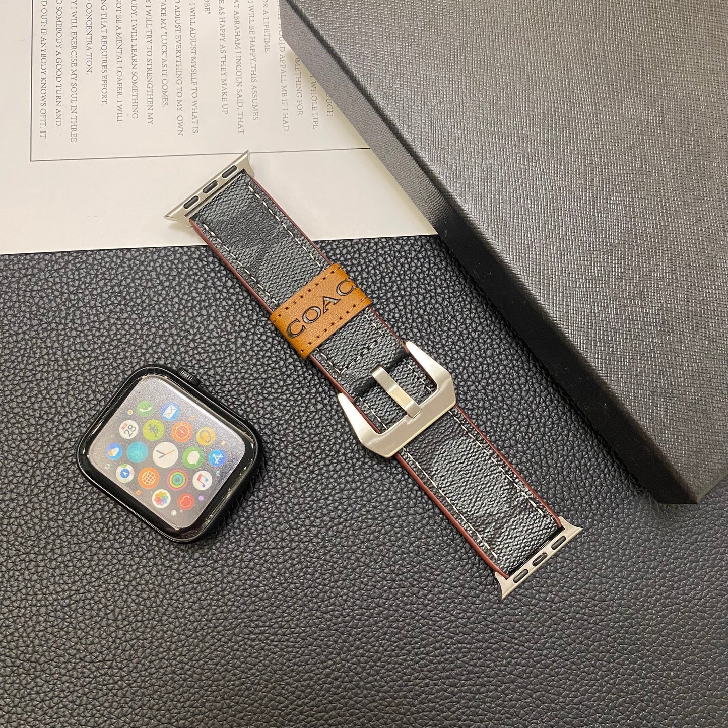 Δερμάτινος προπονητής Apple Watch Band Black-YHK244221710