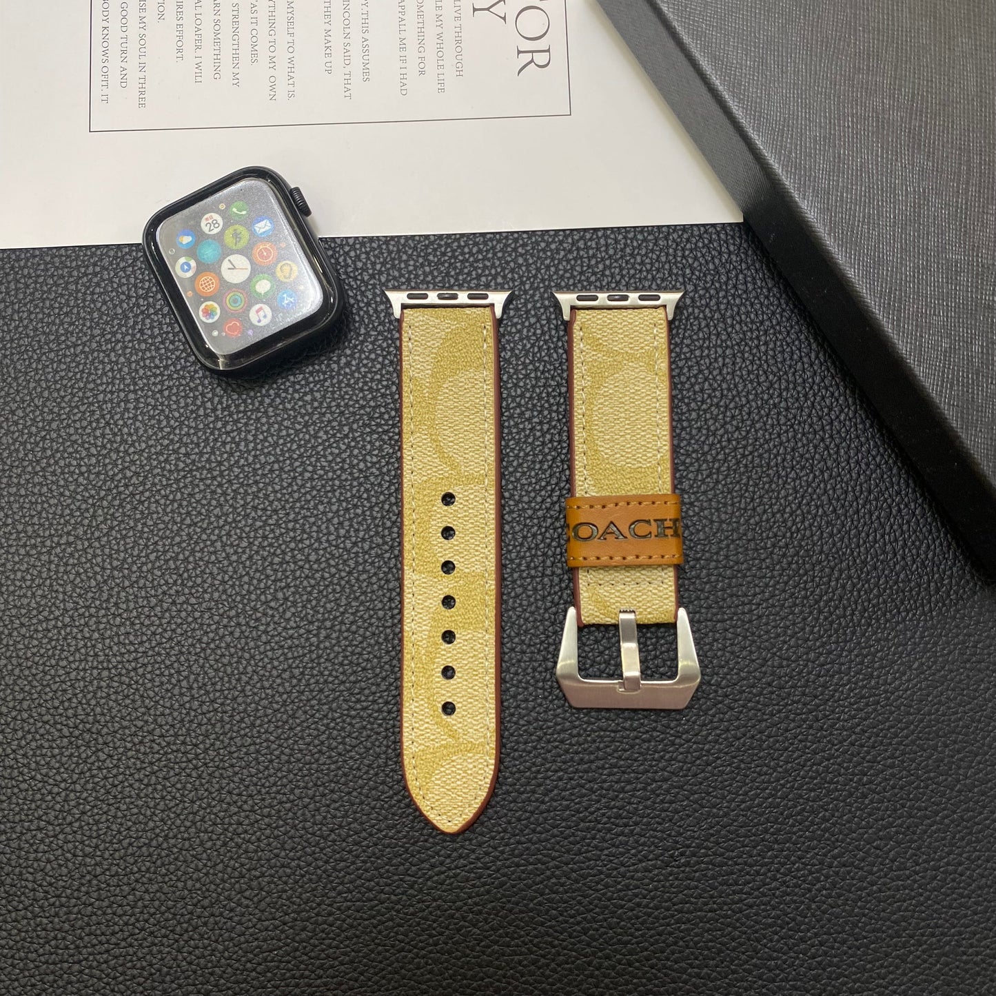Δερμάτινος προπονητής Apple Watch Band Coffee-YHK244221710