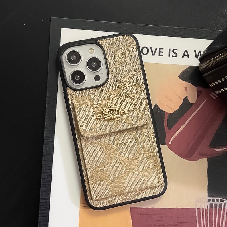 Coach iPhone Case With Card Holder Wallet Coffee -SZK240425
