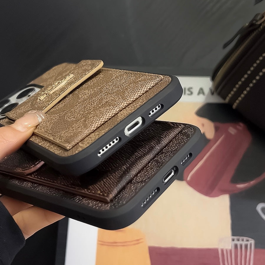 Coach iPhone Case With Card Holder Wallet Dark Brown -SZK240425