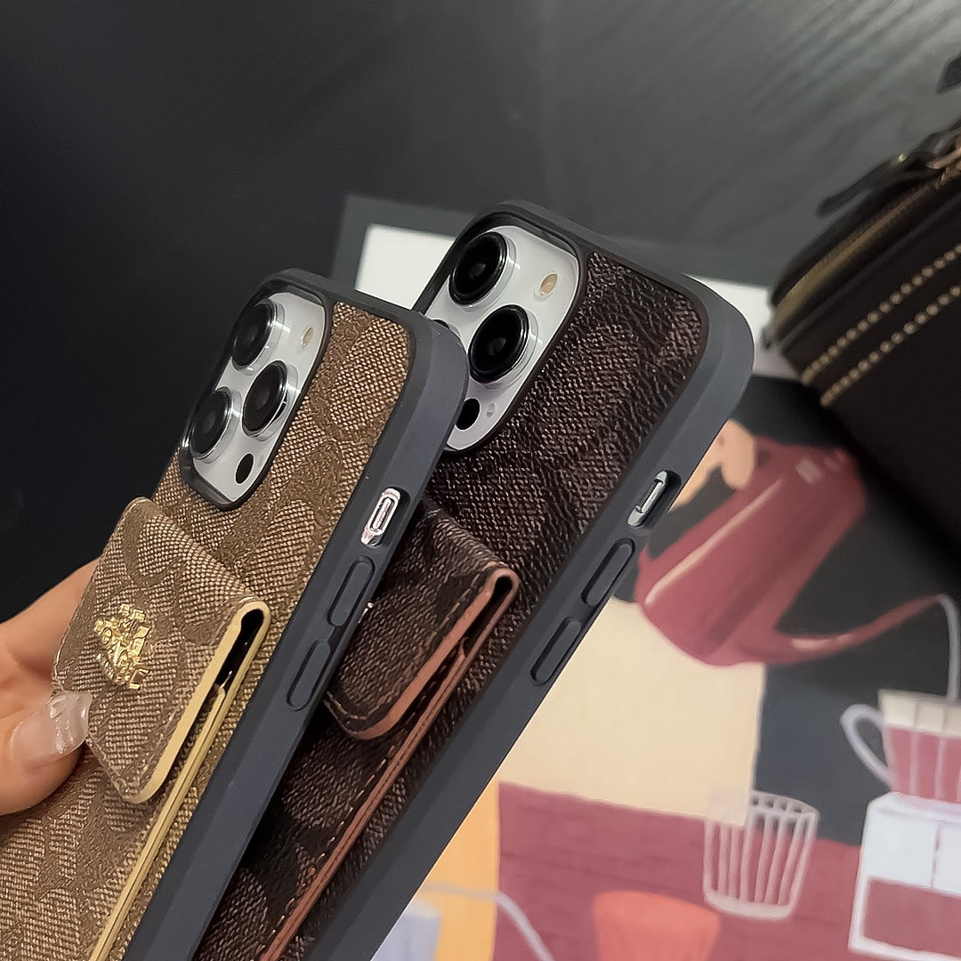 Coach iPhone Case With Card Holder Wallet Dark Brown -SZK240425