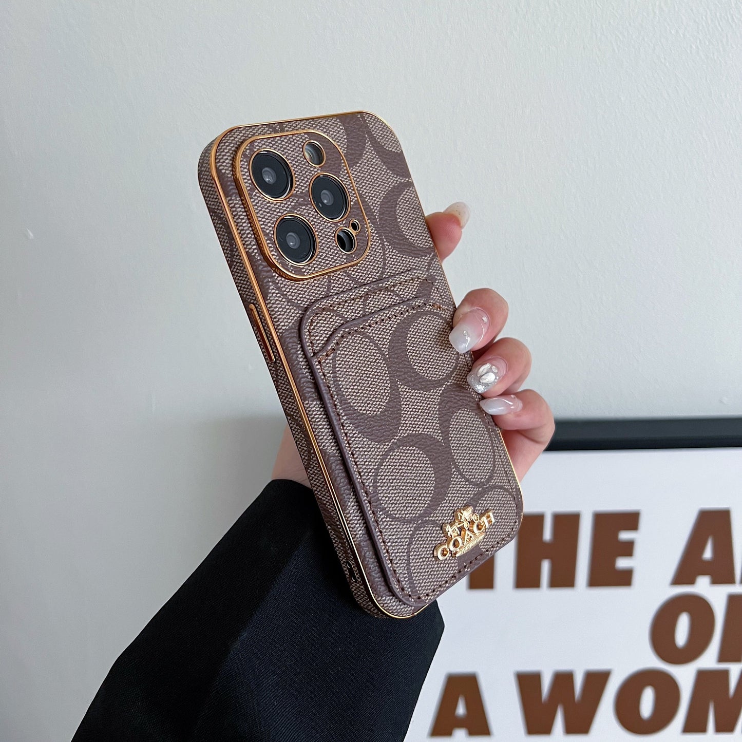 Coach iPhone Case With Card Holder Coffee -KB241651