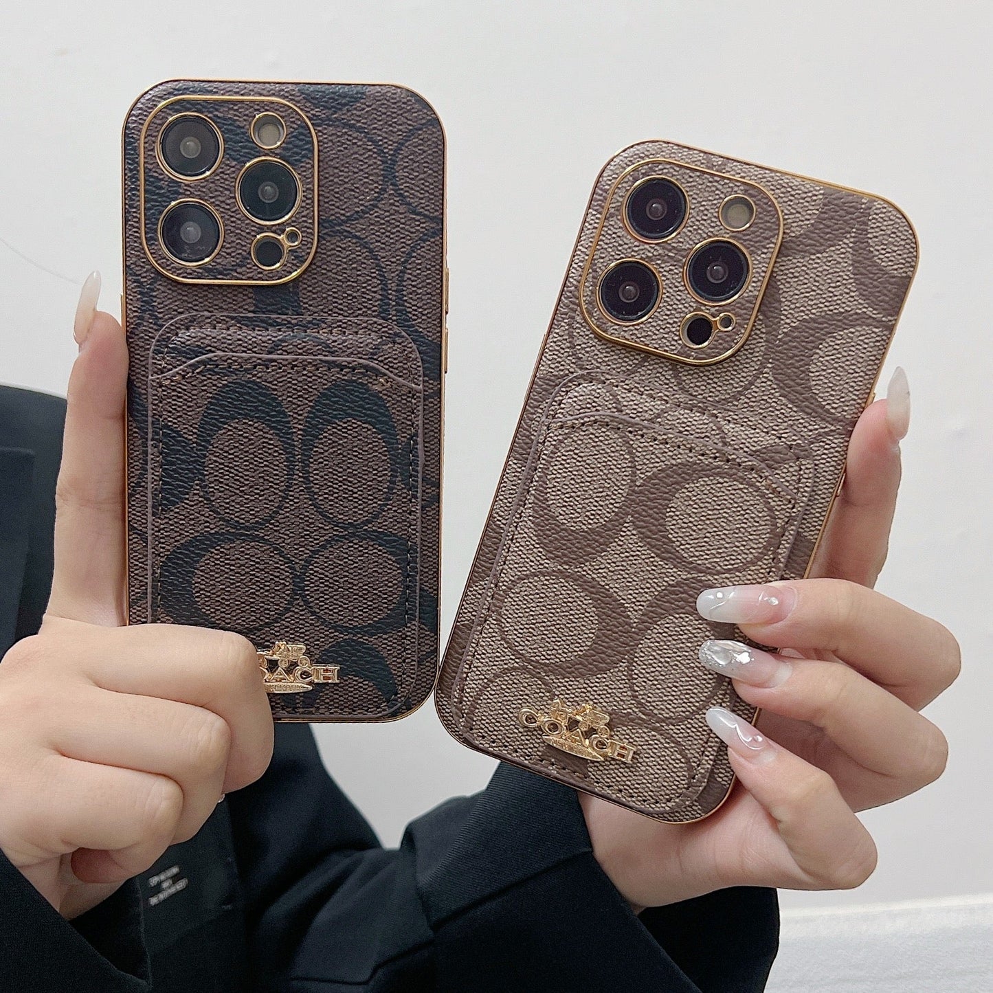 Coach iPhone Case With Card Holder Coffee -KB241651