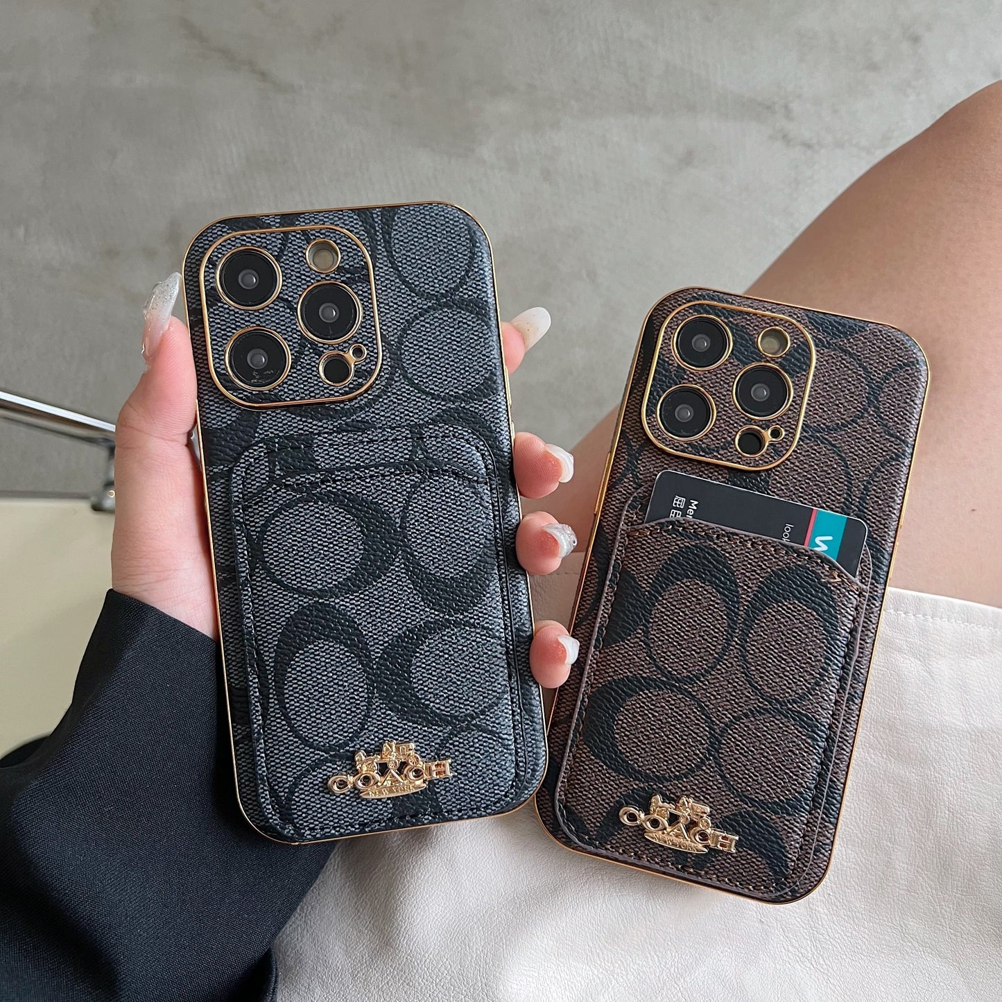 Coach iPhone Case With Card Holder Black -KB241651