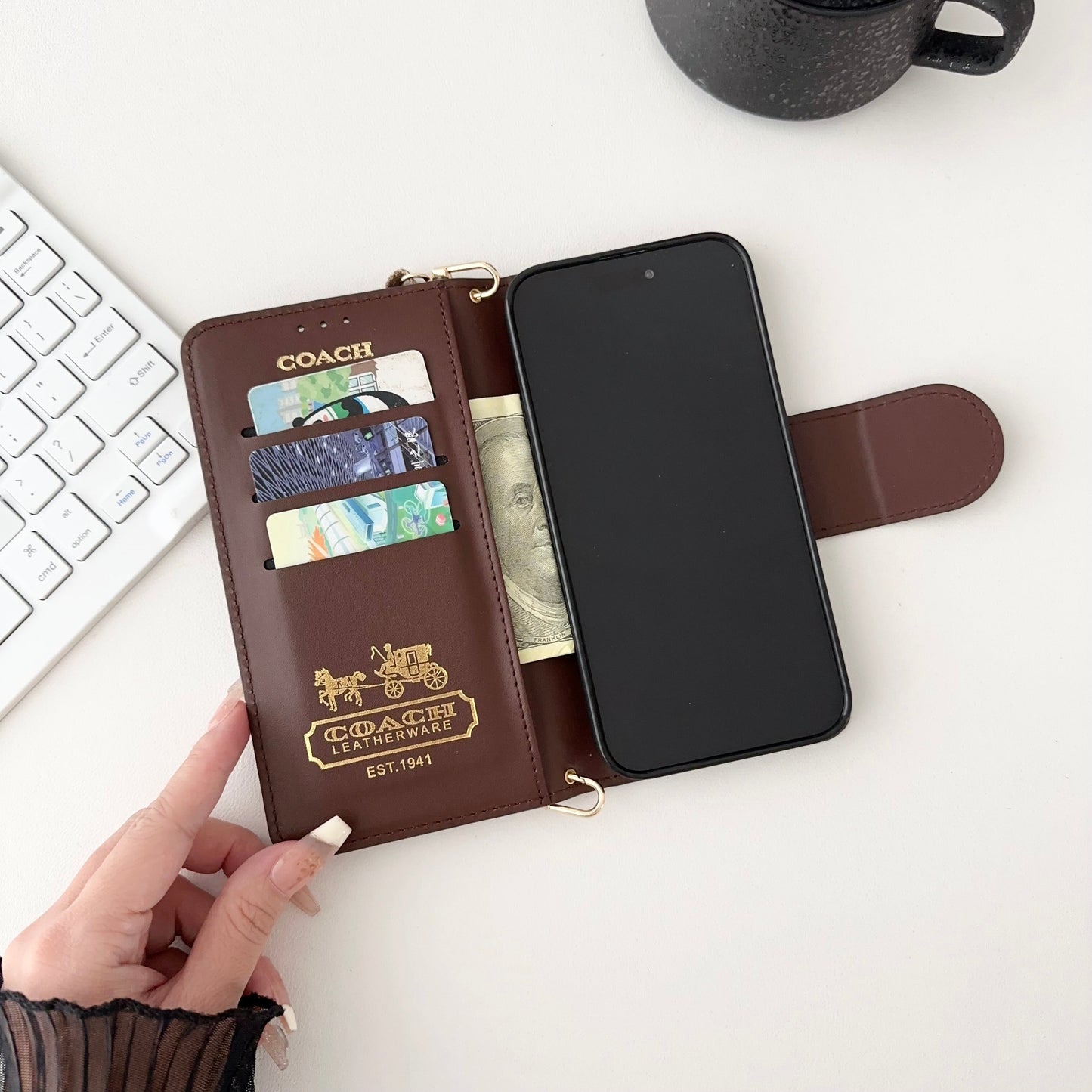 CCH iPhone Case Leather Flip Case with Card Holder