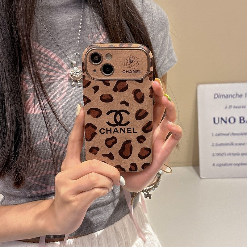 CC Brown Color Leather iPhone Case