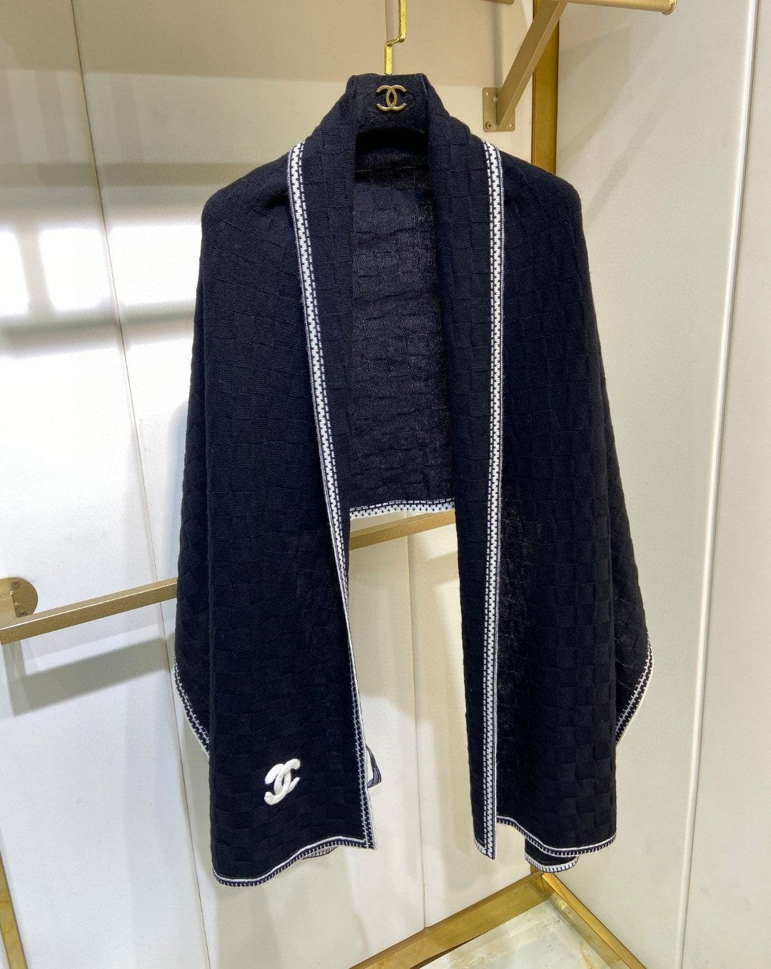 Checkerboard Knitted Shawl 100% Cashmere Scarf mysite