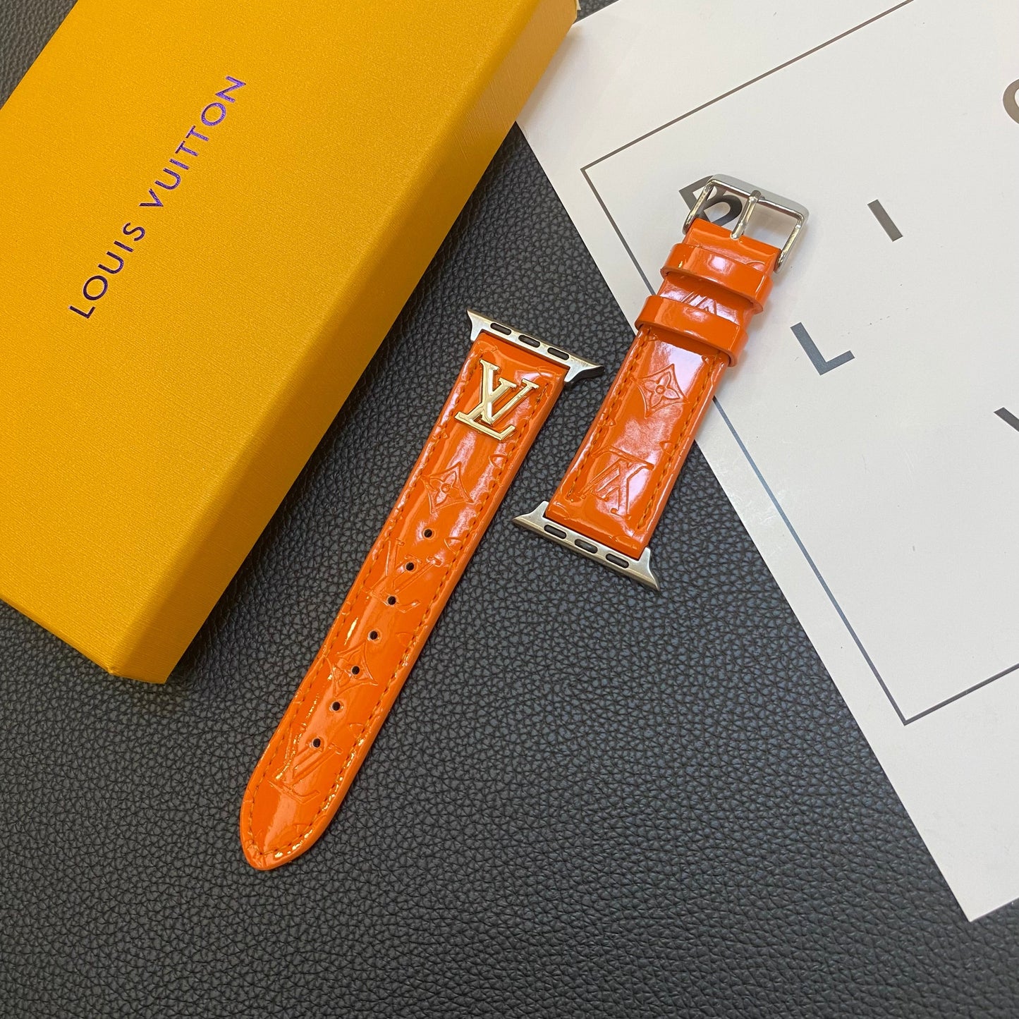 Ġilda tleqq Apple Watch Logo tal-metall lussuż