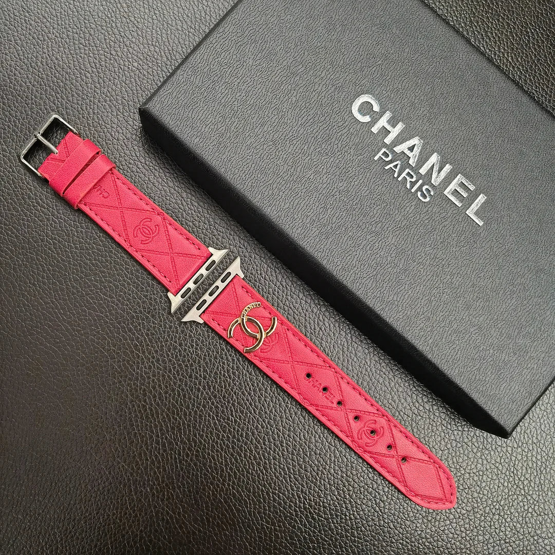 Luksus guldmonogram 3D præget læder Apple Watch Strap