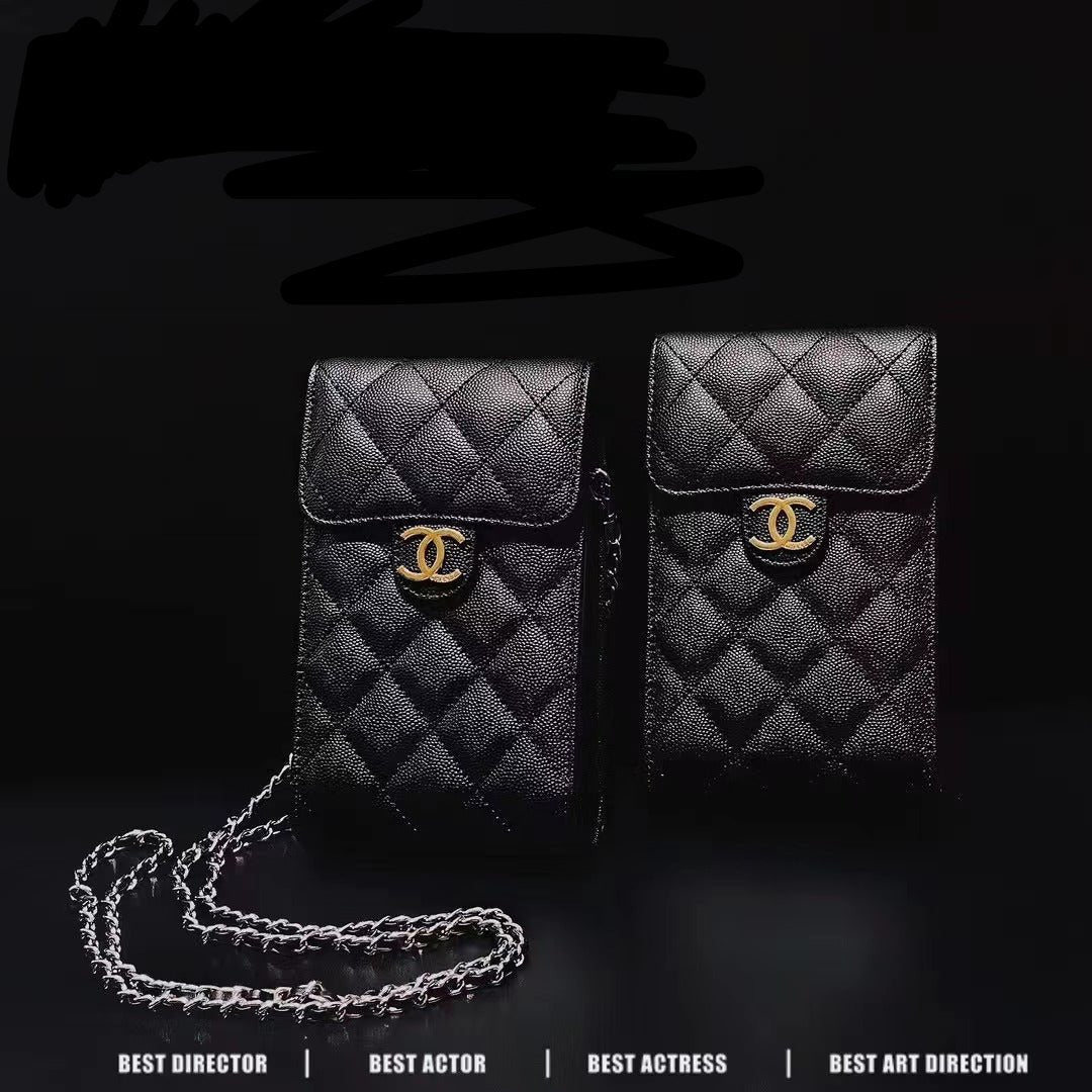 Schwarze Leder -Telefontasche