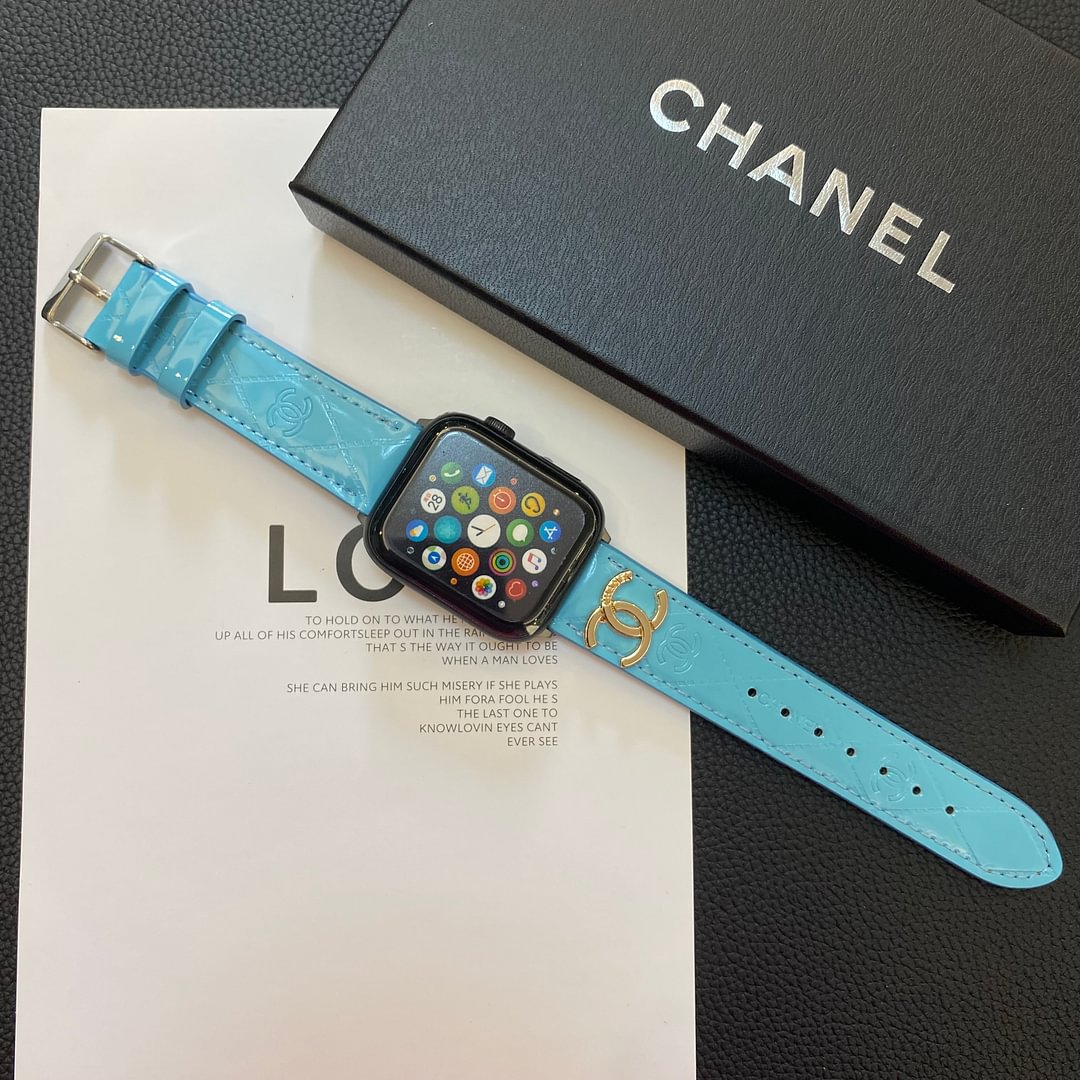 Blankt læder Apple Watch Luxury Metal Logo