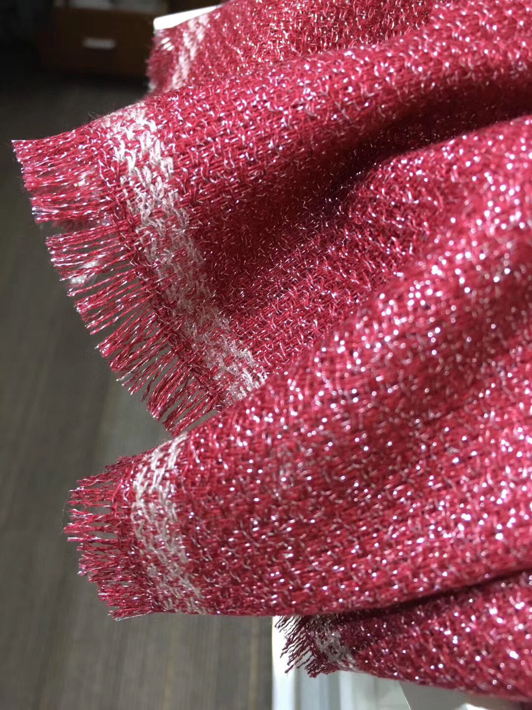Fine Glitter Stripe Silver Thread Scarf Shawl mysite