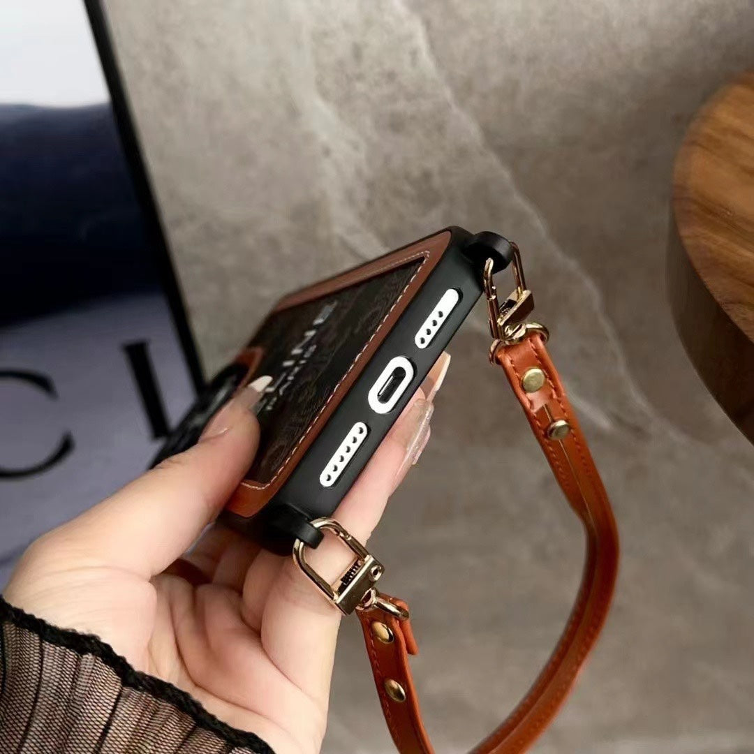 Black Celine iPhone Case With Strap-SZ231124