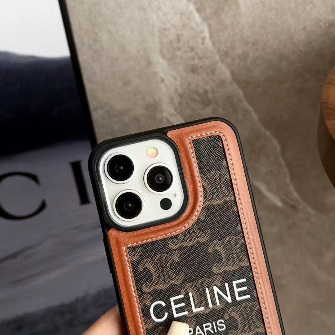 Black Celine iPhone Case With Strap-SZ231124