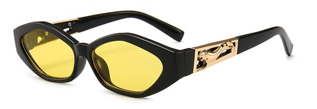 Shauna Diamond Diamond Sharp Fashion Metal Saltando Cheetah Decoração Moda Mulheres Pequenas óculos de sol para olho de gato