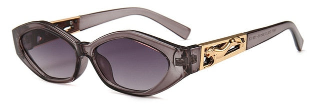 Shauna Diamond Diamond Sharp Fashion Metal Saltando Cheetah Decoração Moda Mulheres Pequenas óculos de sol para olho de gato