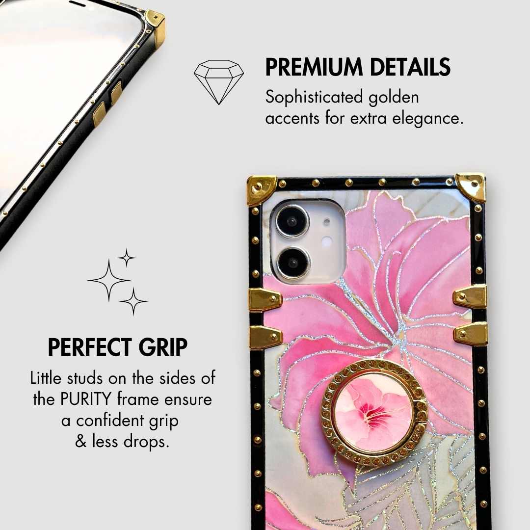 Samsung Case z obročem "roza hibiskus"