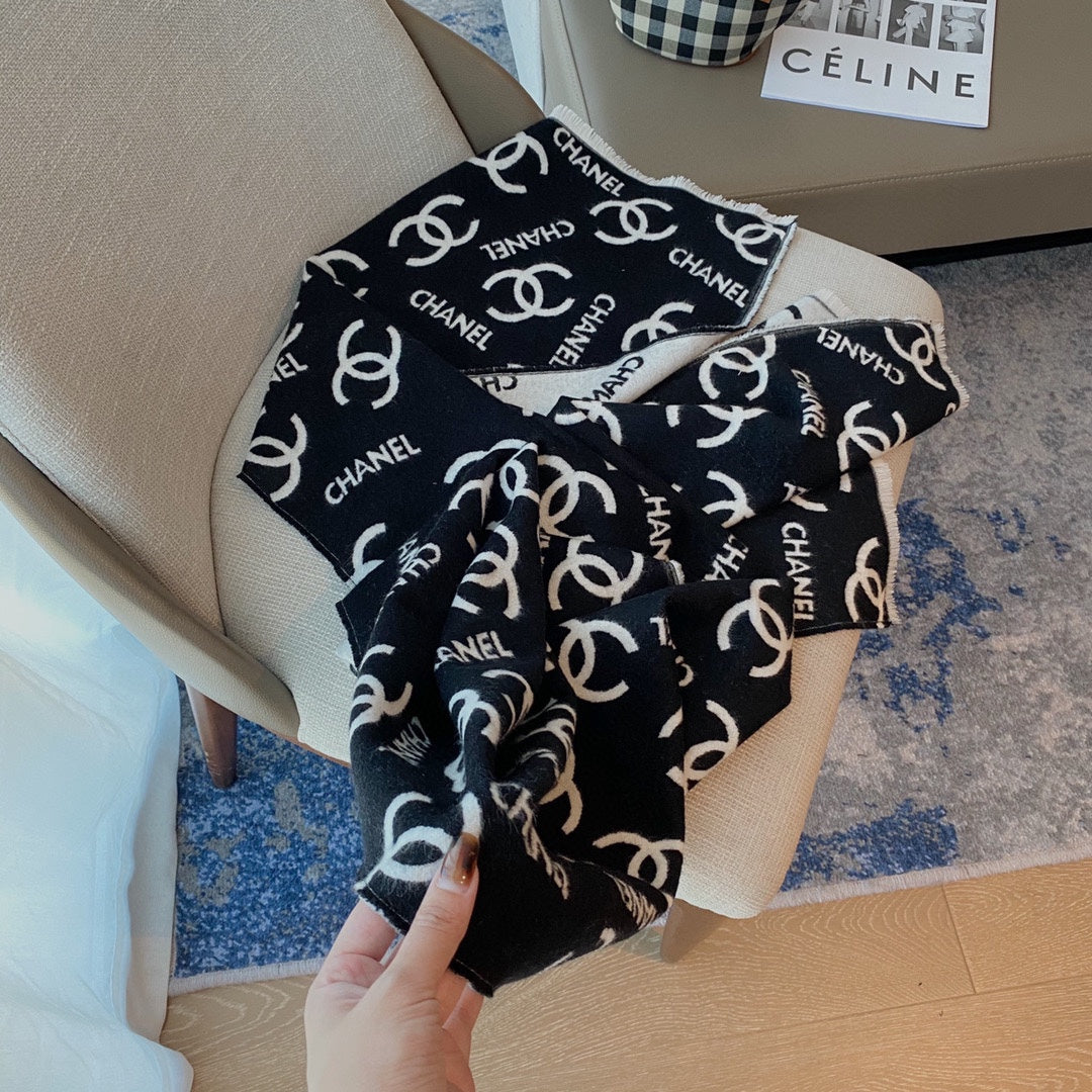 Monogram Letters Jacquard Cashmere Scarf mysite
