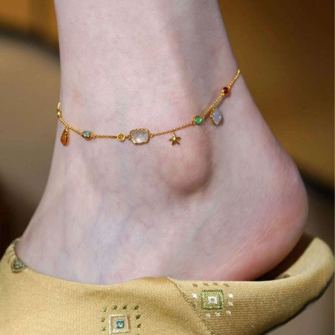 Ocean navdihnjen z Dainty Shell Anklet-Summer Boho Beach Charm Nakit dodatki