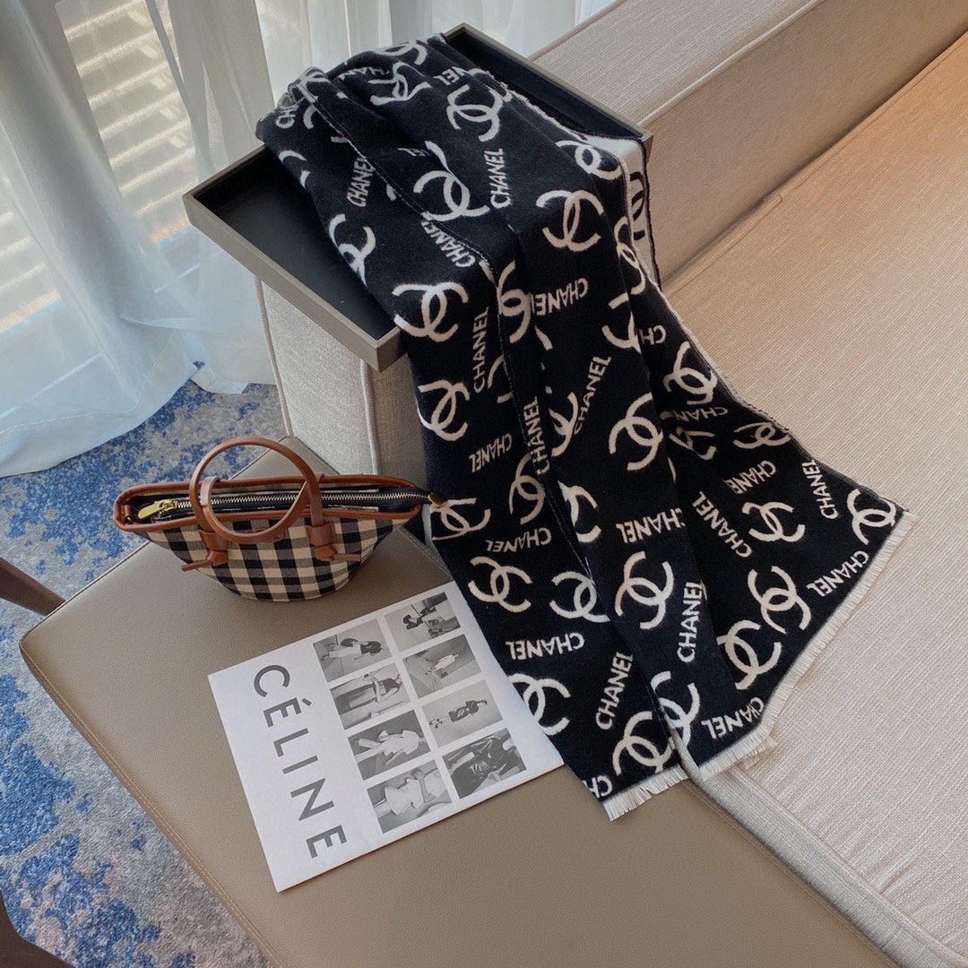 Monogram Letters Jacquard Cashmere Scarf mysite