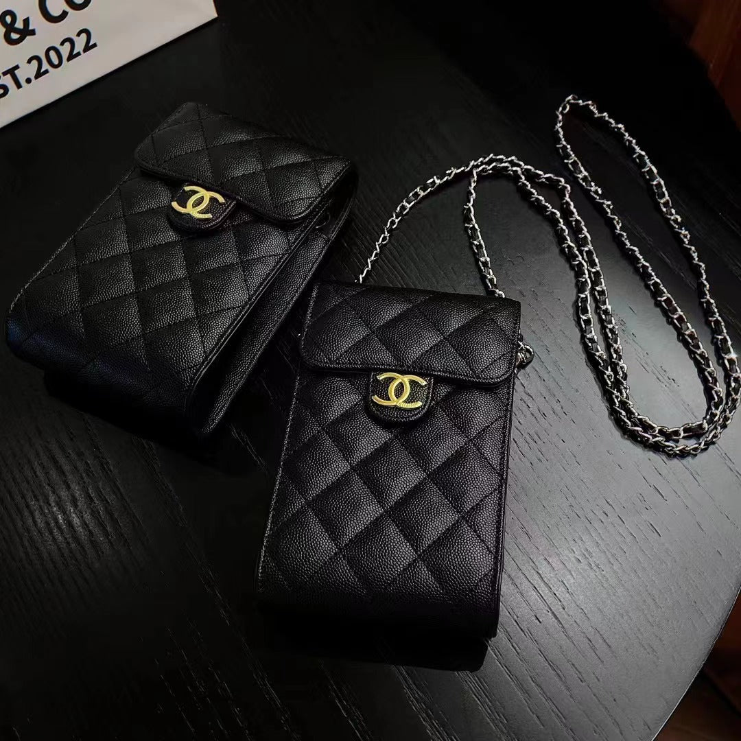Schwarze Leder -Telefontasche
