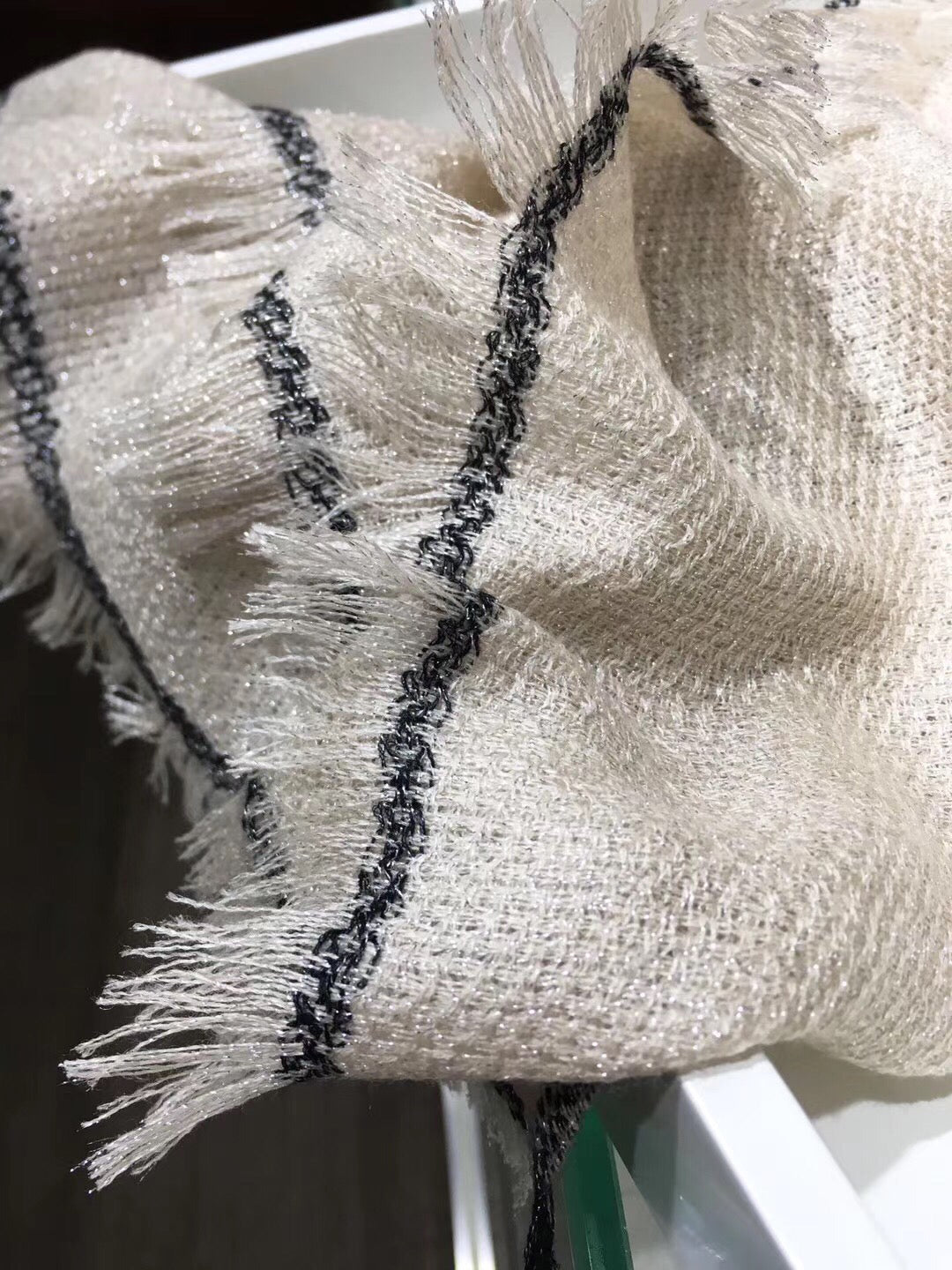 Fine Glitter Stripe Silver Thread Scarf Shawl mysite