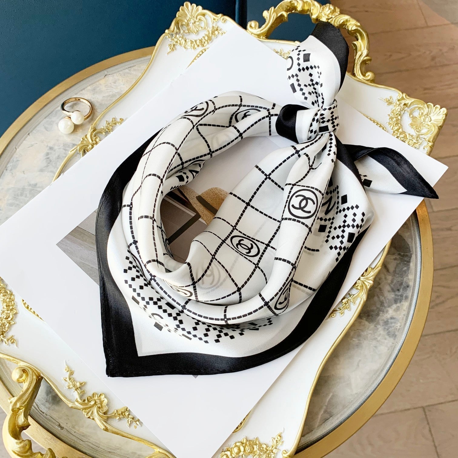 Elegant Rhombus Square Silk Scarf mysite