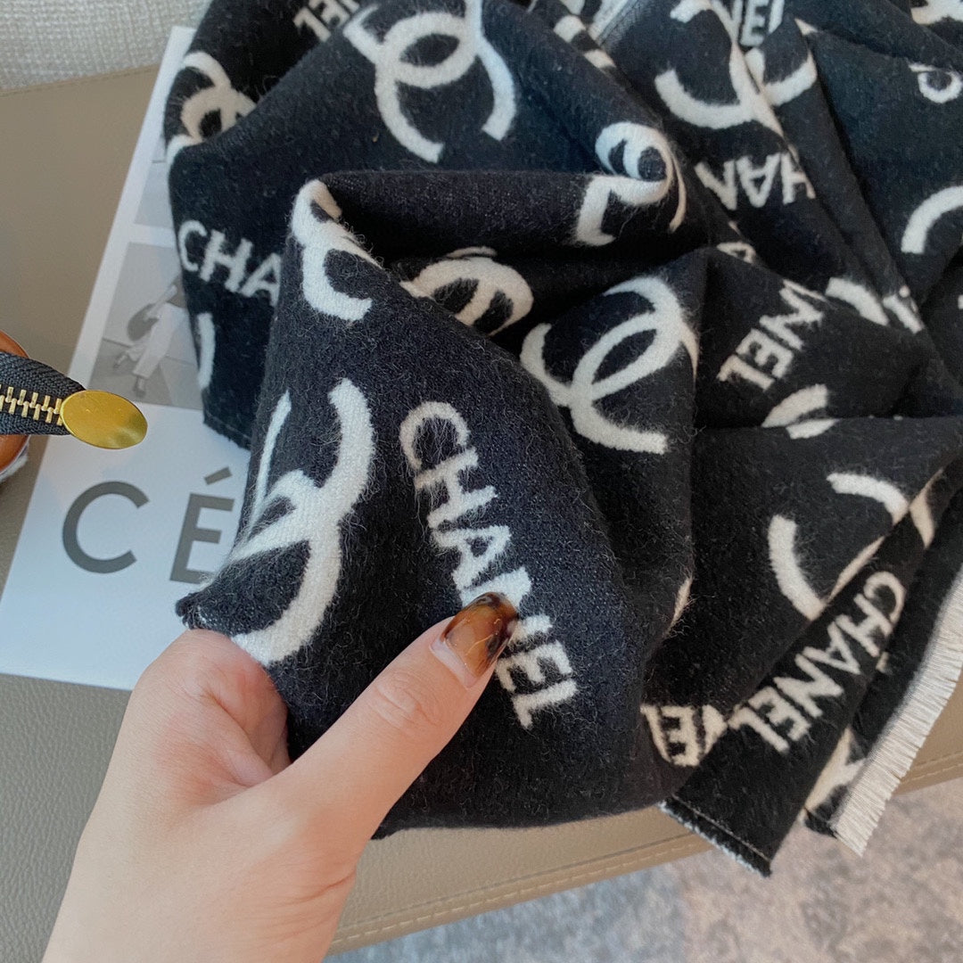 Monogram Letters Jacquard Cashmere Scarf mysite